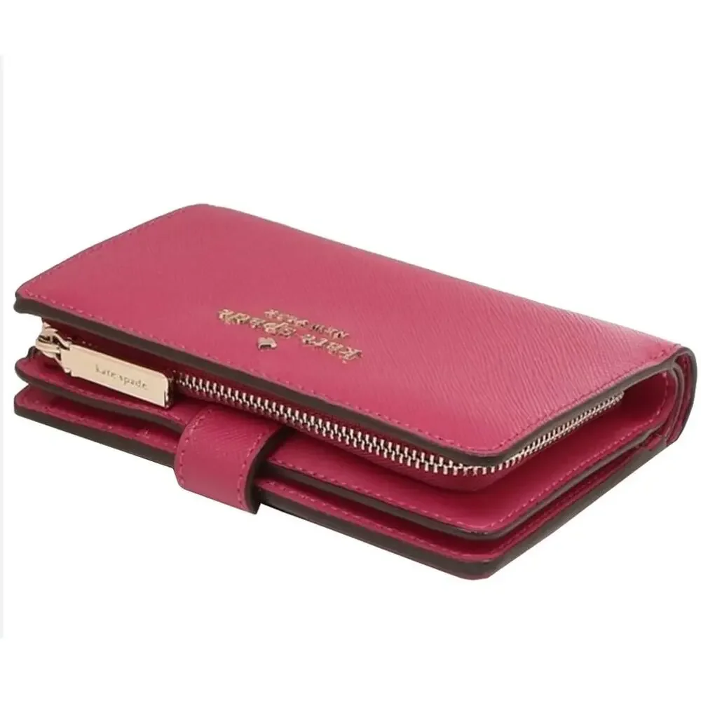 Kate Spade Staci Medium Compact Bifold Wallet in Pink Ruby